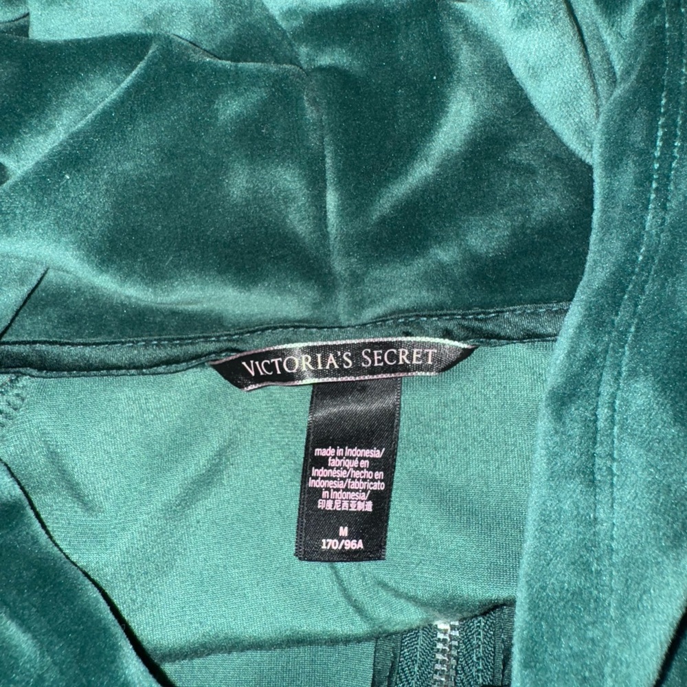Victoria's Secret Velour Full-Zip Hoodie Jogger Set Deep Green Size Medium - Picture 6 of 8